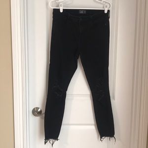Abercrombie Black Destructed Denim with Raw Hem